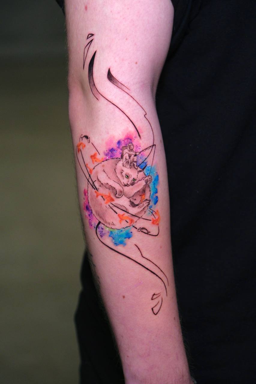 Watercolor tattoo example with vibrant colors - Bosphorus Ink Istanbul