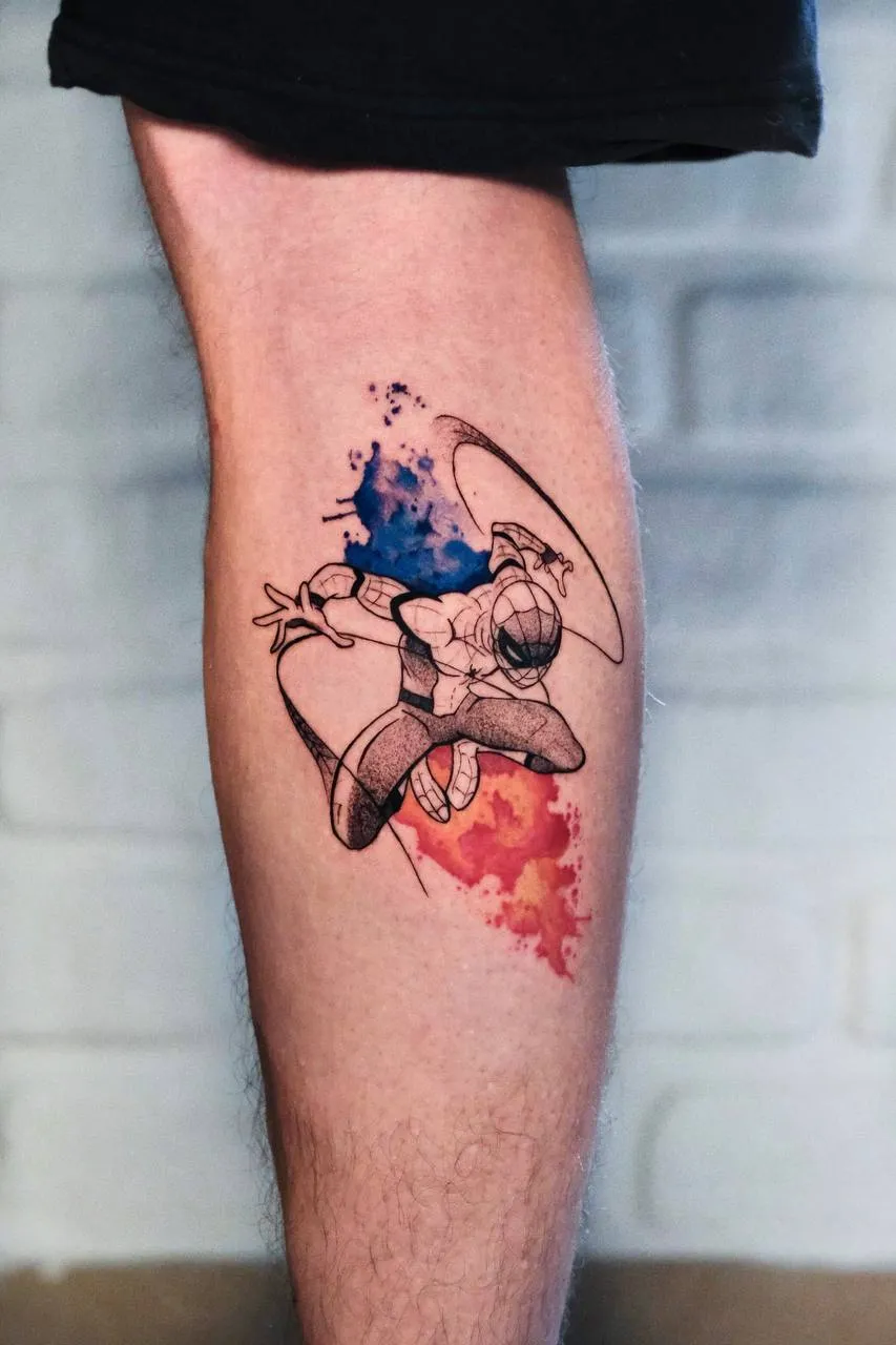 Watercolor tattoo technique process - layering and gradient application