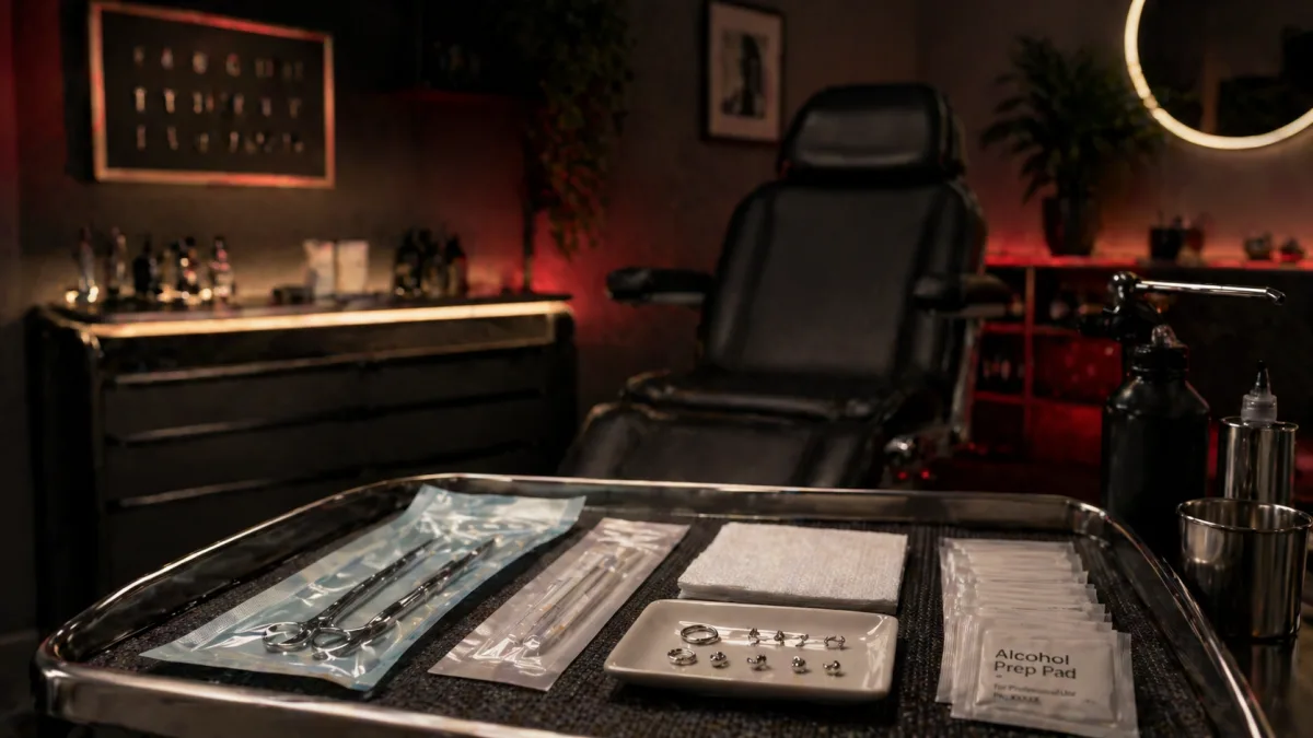 Bosphorus Ink steril piercing st&uuml;dyosu ve tek kullanımlık hazırlık tepsisi