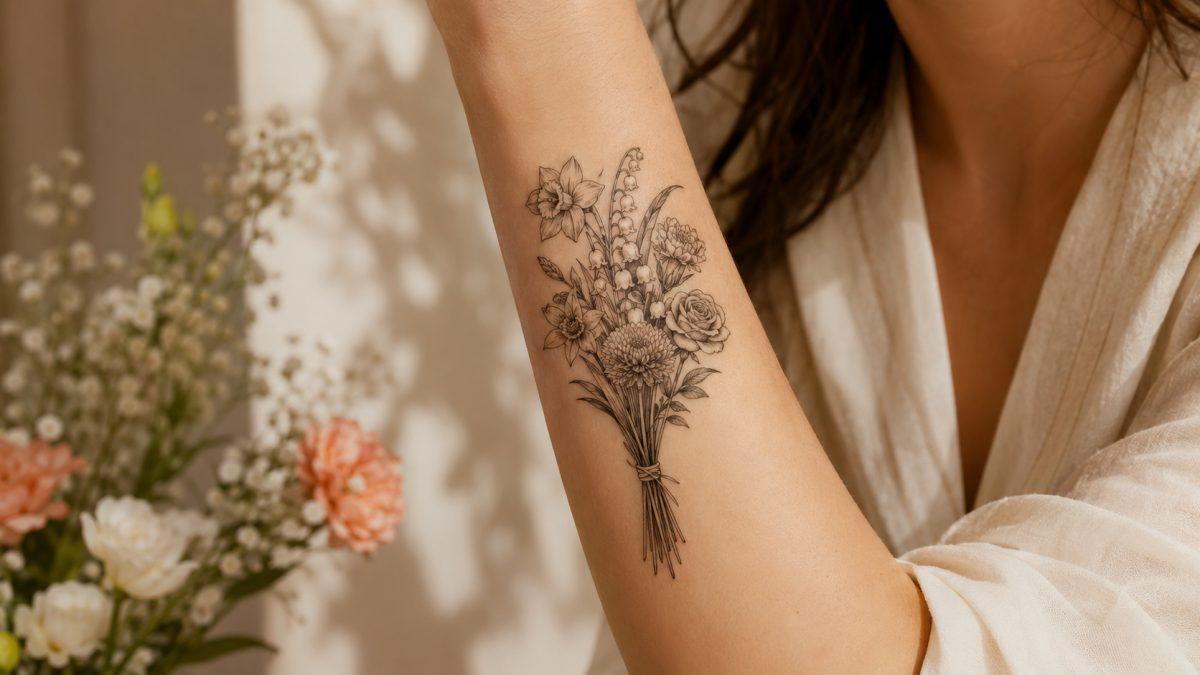 Doğum Çiçeği Dövmesi ve Aile Buketi Tattoo Modelleri
