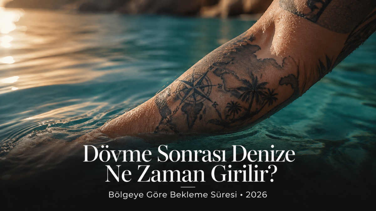Deniz kenarında taze dövmeli bir kişi - dövme sonrası denize girme bekleme süresi