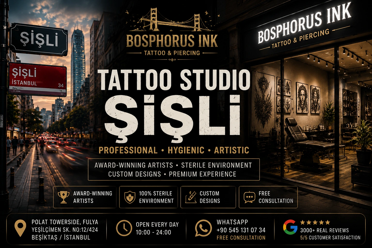Tattoo Studio Şişli | Bosphorus Ink — Premium Art for Istanbul Professionals