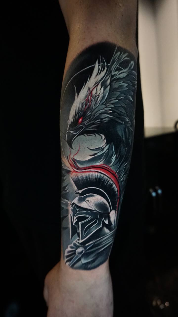 Drachen Blackwork Männer Unterarm-Tattoo Istanbul Besiktas - Bosphorus Ink