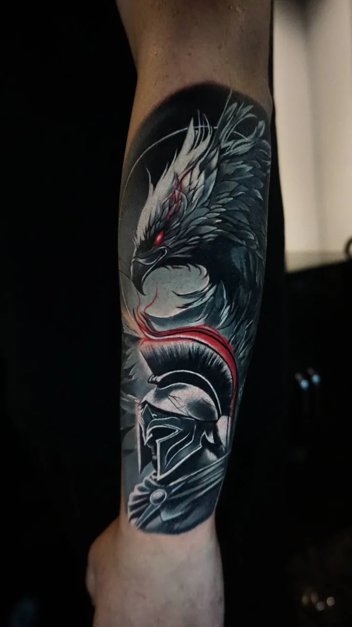 Drachen Blackwork Männer Unterarm-Tattoo Istanbul Besiktas - Bosphorus Ink