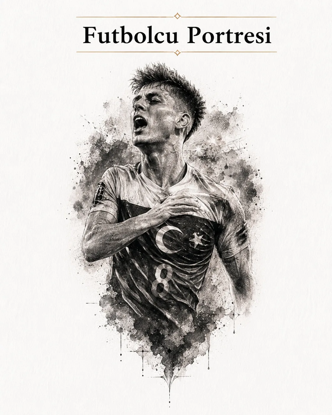 Realistic football player portrait tattoo design