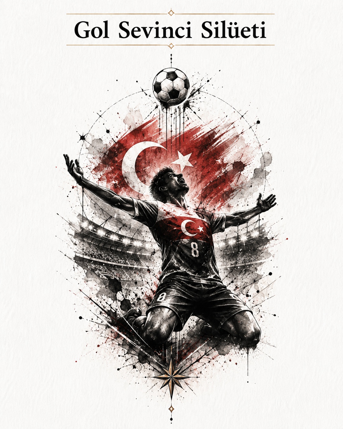Silhouette eines jubelnden Fu&szlig;ballspielers als Tattoo