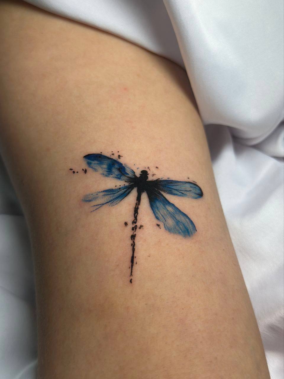 Istanbul watercolor dragonfly arm tattoo &ndash; Bosphorus Ink