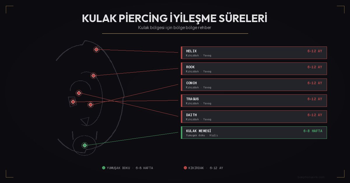 Kulak piercing iyileşme s&uuml;releri - b&ouml;lge b&ouml;lge rehber