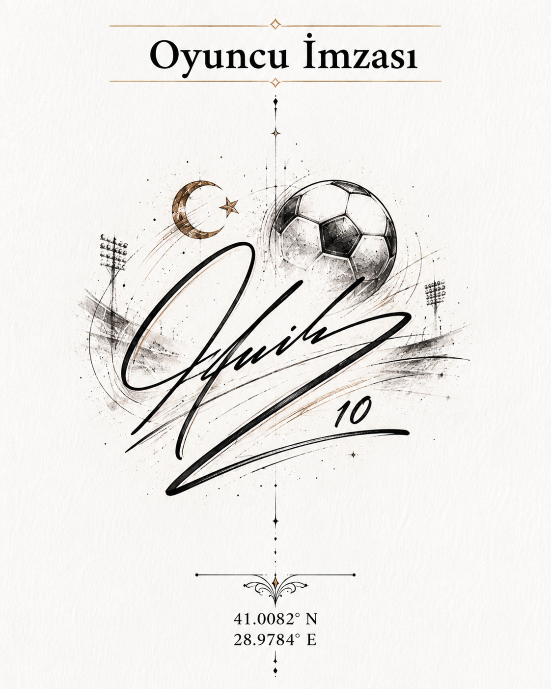 Fu&szlig;ballspieler-Signatur und Ball als Tattoo