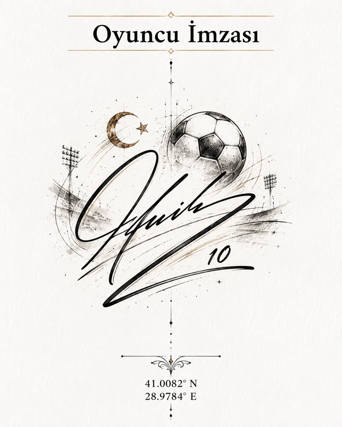 Football player signature and ball themed tattoo design