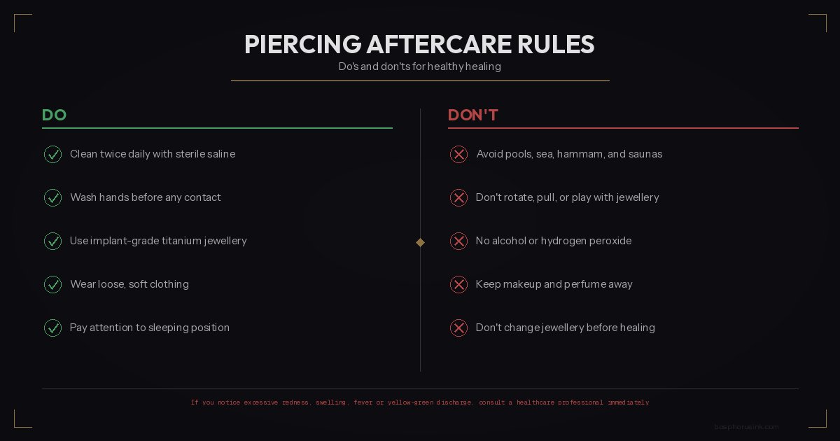 Piercing aftercare rules - dos and don'ts for healthy healing