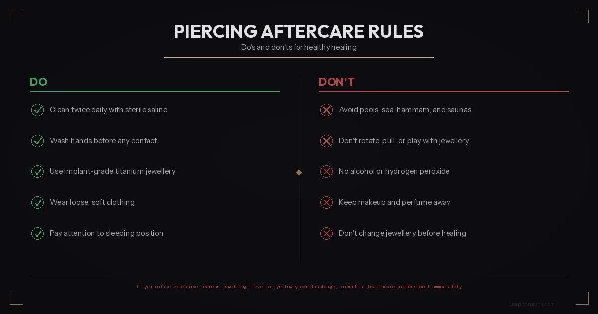 Piercing aftercare rules - dos and don'ts for healthy healing