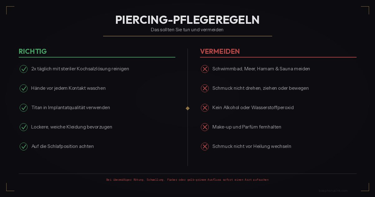 Piercing Pflegeregeln - Richtiges und Vermeiden für gesunde Heilung