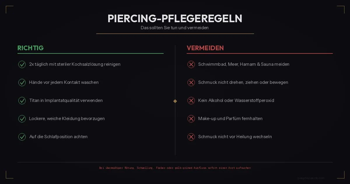 Piercing Pflegeregeln - Richtiges und Vermeiden für gesunde Heilung