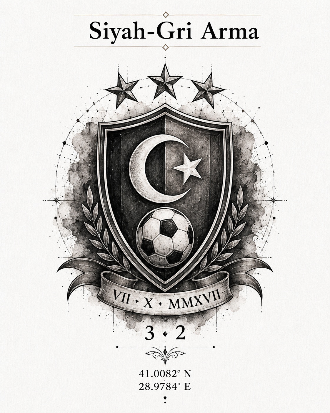 Schwarz-graues, schattiertes Fu&szlig;ballwappen-Tattoo