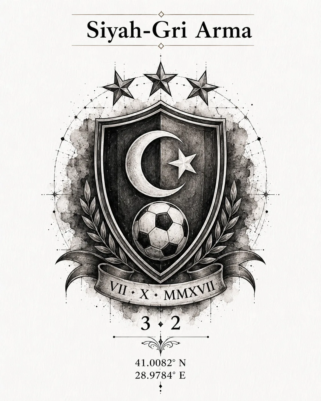 Black and grey shaded football crest tattoo design