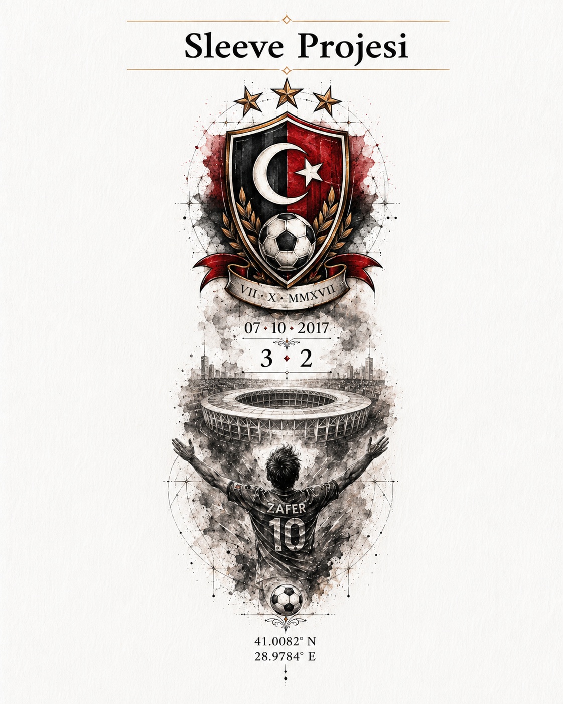 Komplettes Fu&szlig;ball-Sleeve-Tattoo-Projekt