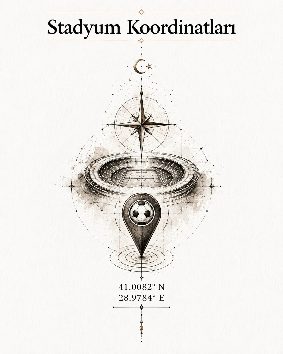 Stadium coordinates and compass football tattoo design