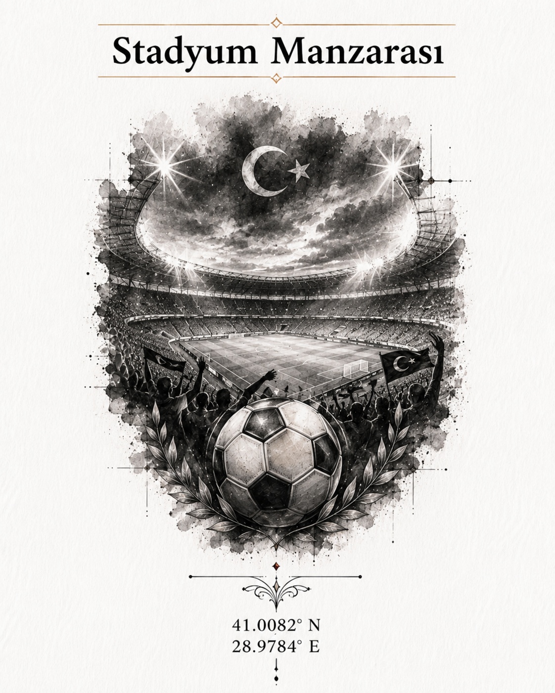 Stadionansicht als Fu&szlig;ball-Tattoo mit t&uuml;rkischem Flaggenmotiv
