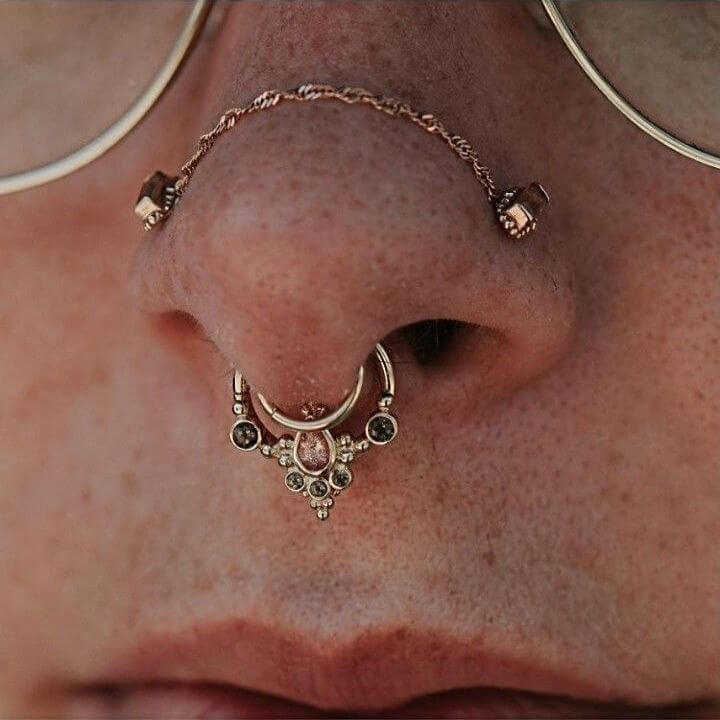 Rose gold septum piercing jewellery