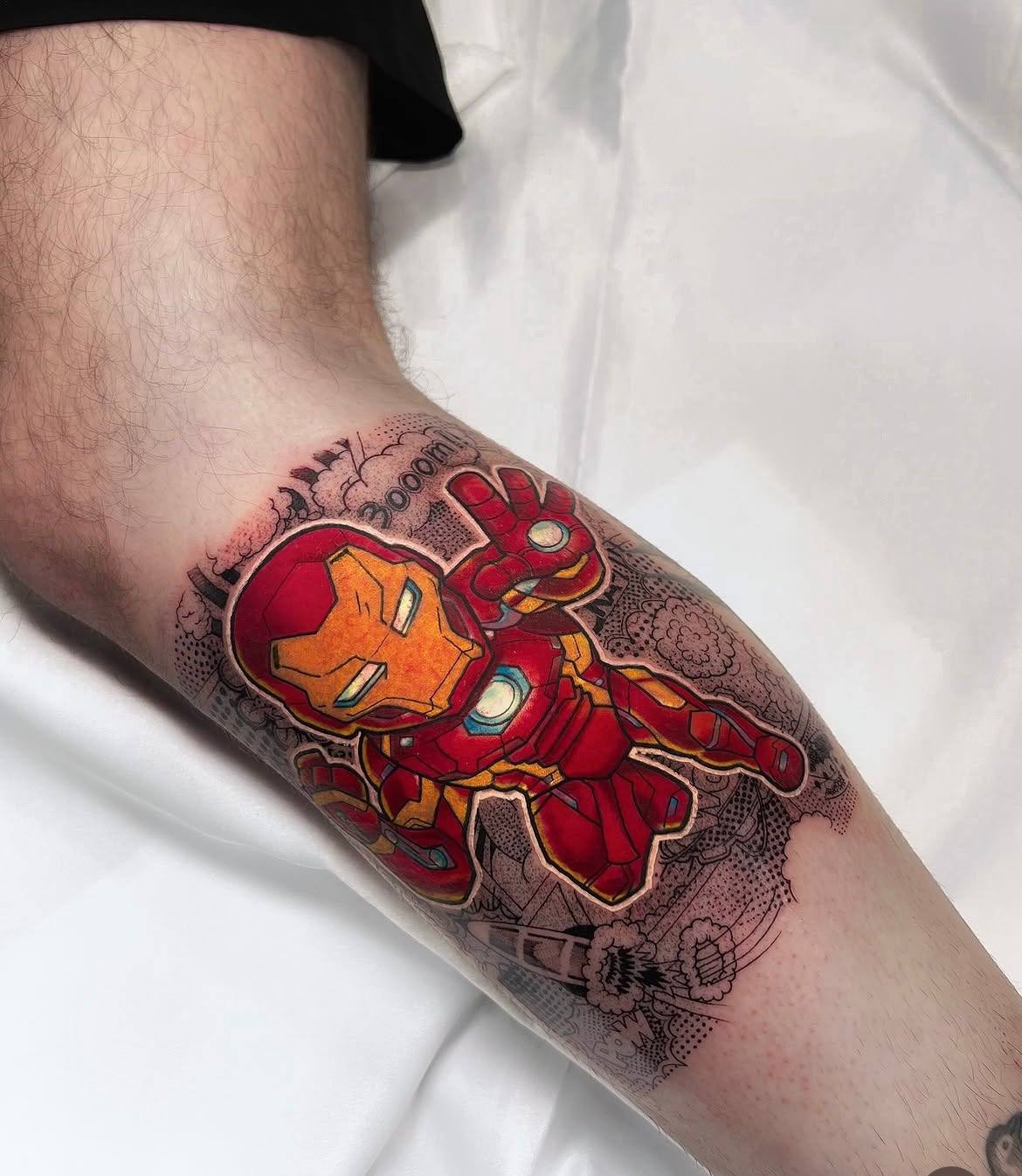 Chibi Iron Man 3000 Farb Realism Bein Tattoo | Bosphorus Ink - Tattoo · Bekir | Bosphorus Ink Portfolio