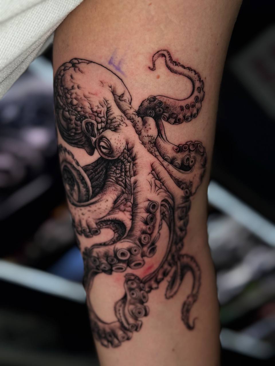 Blackwork Octopus Sleeve Arm Tattoo | Istanbul