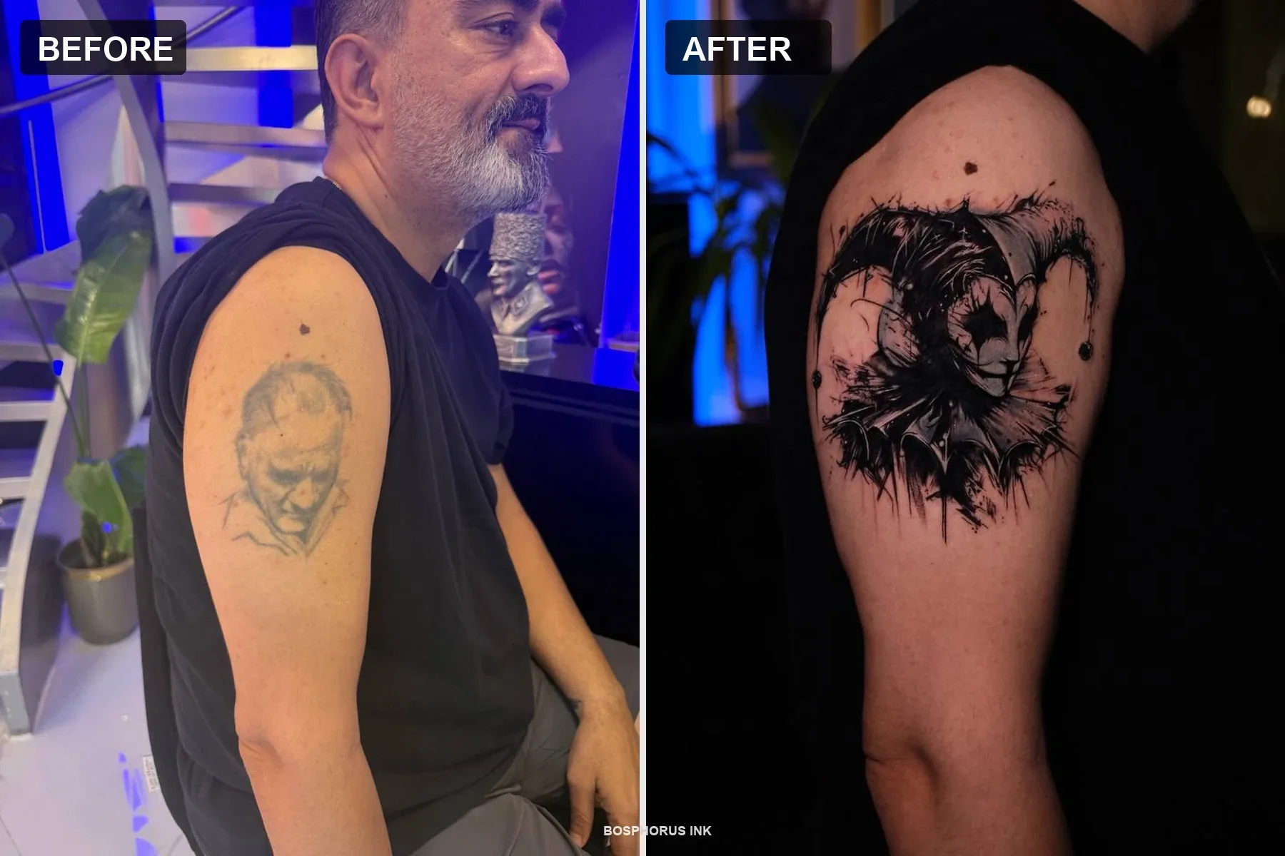 Omuz Kapatma Dövmesi — Öncesi/Sonrası | Soytarı İstanbul - Melike | Bosphorus Ink