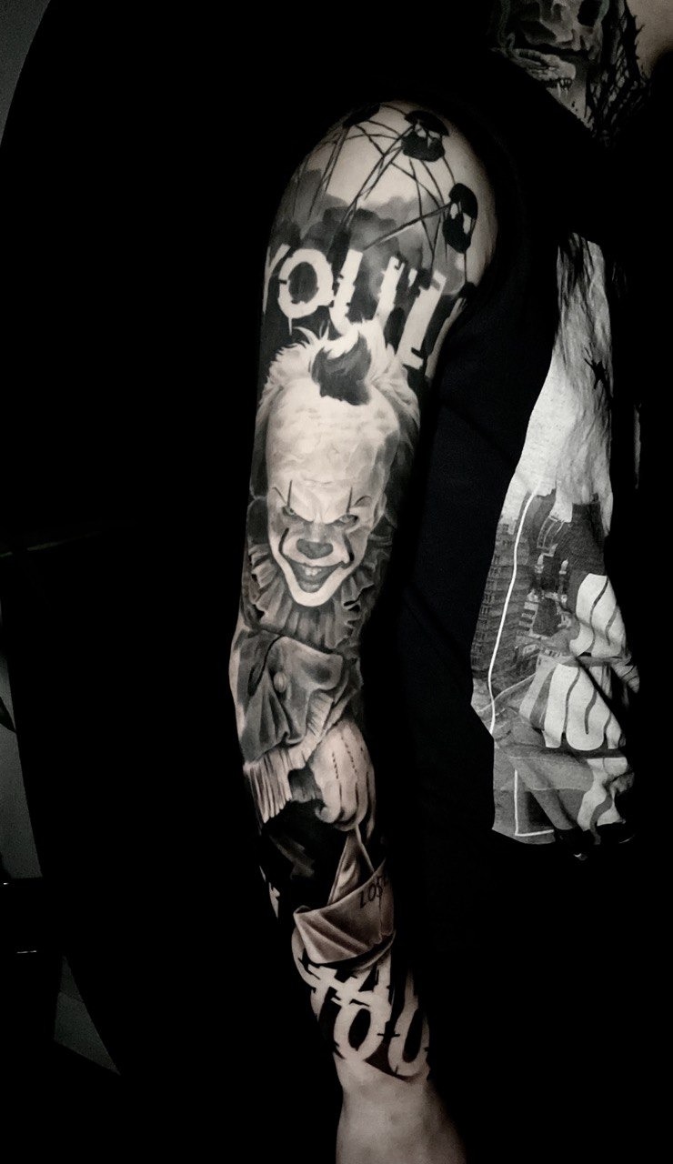 Joker Custom Full Sleeve Tattoo - Custom Tattoo Design | Bosphorus Ink Portfolio