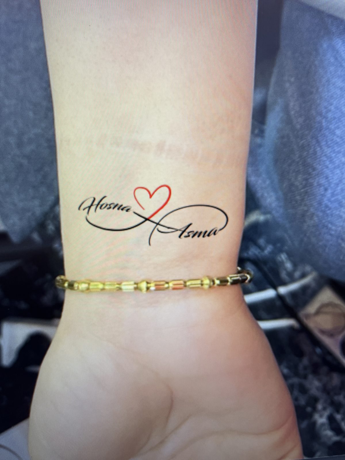 Heart and Script Wrist Tattoo