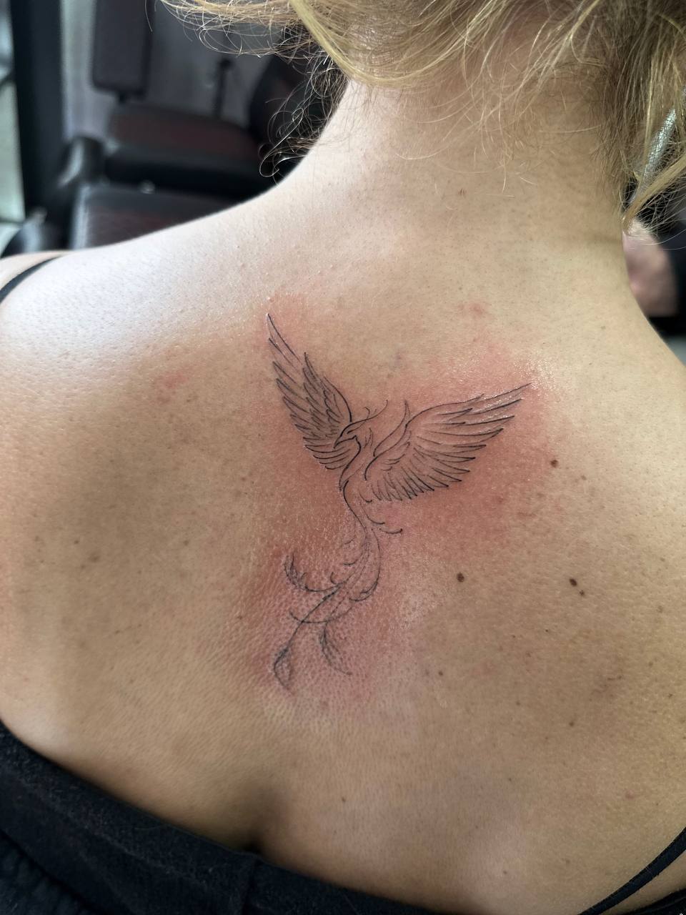 Fine-Line-Vogel/Phönix-Rückentattoo | Istanbul - Fine Line Tattoo | Bosphorus Ink Portfolio