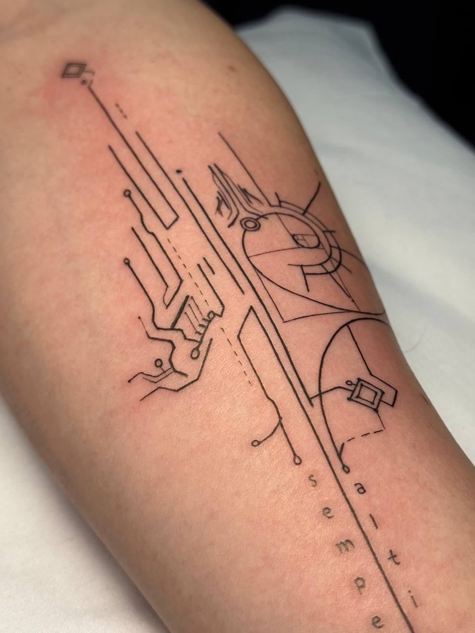 Fine Line Peacock Sleeve Arm Tattoo | Istanbul