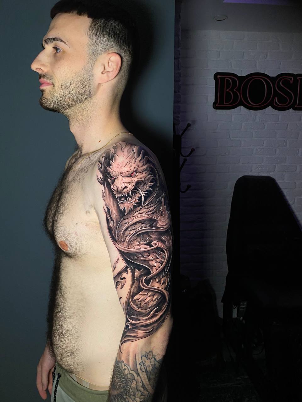 Black & Grey Dragon Body Tattoo | Japanese Irezumi Istanbul