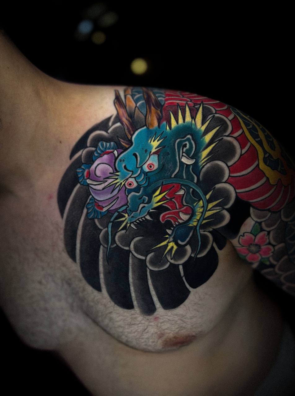 Colorful Hannya Mask Chest Tattoo | Japanese Irezumi Istanbul