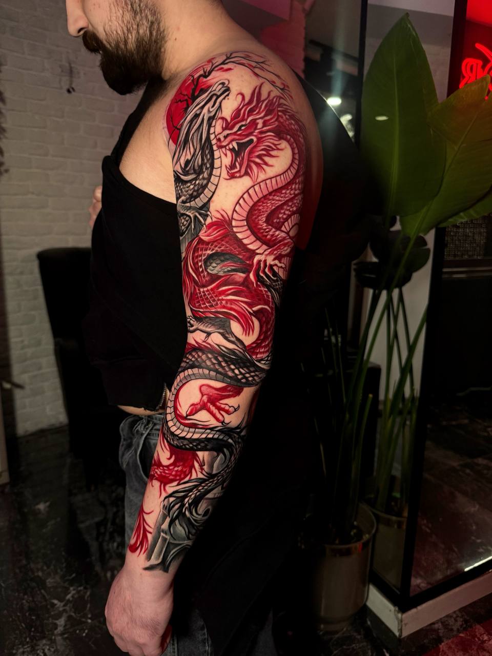 Red Dragon Sleeve Arm Tattoo | Japanese Irezumi Istanbul 2