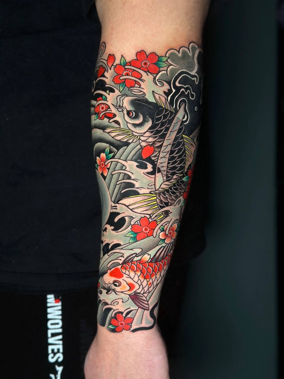 Koi Fish and Wave Sleeve Arm Tattoo | Japanese Irezumi Istanbul