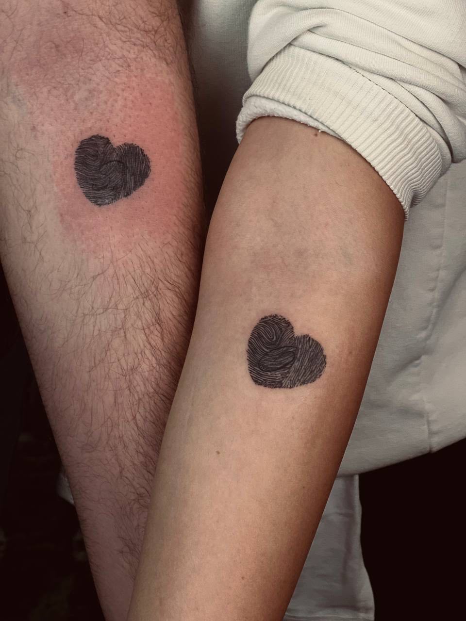 Matching Heart Couple Tattoo | Arm Istanbul