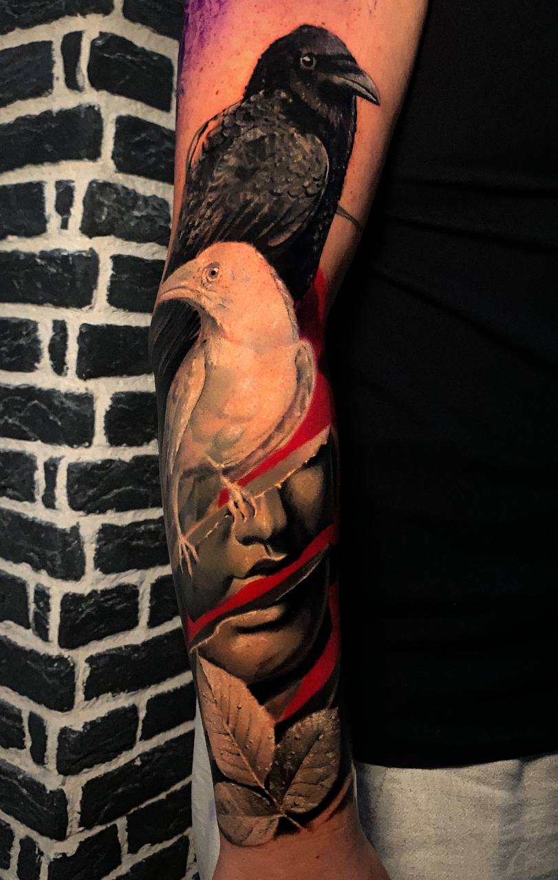 Realistic Raven Arm Tattoo | Istanbul