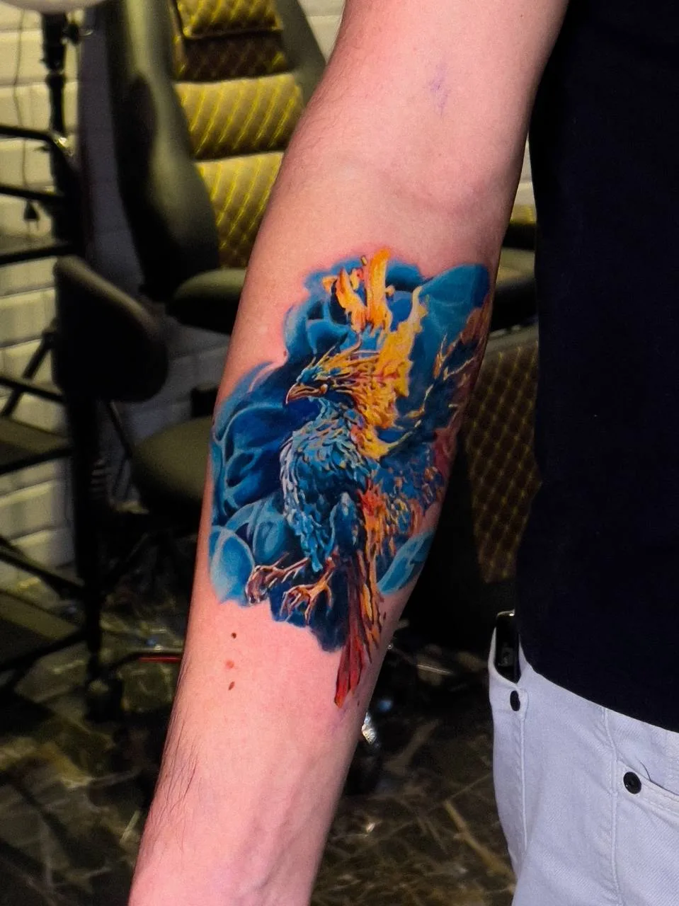Renkli Anka Kuşu (Phoenix) Kol Dövmesi | Bosphorus Ink - Tattoo | Bosphorus Ink Portfolio