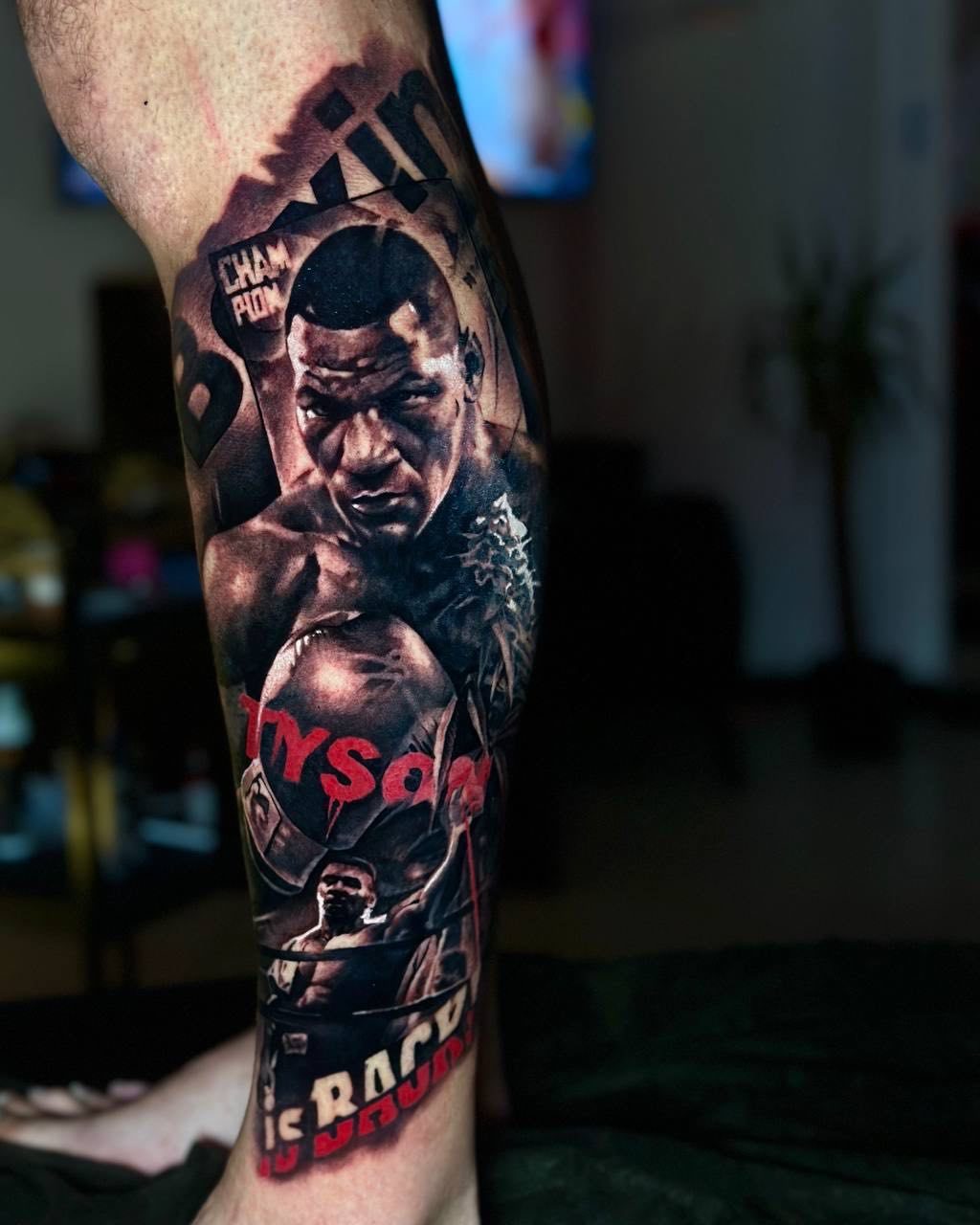 Color Boxer Portrait Leg Tattoo - Ramazan | Bosphorus Ink
