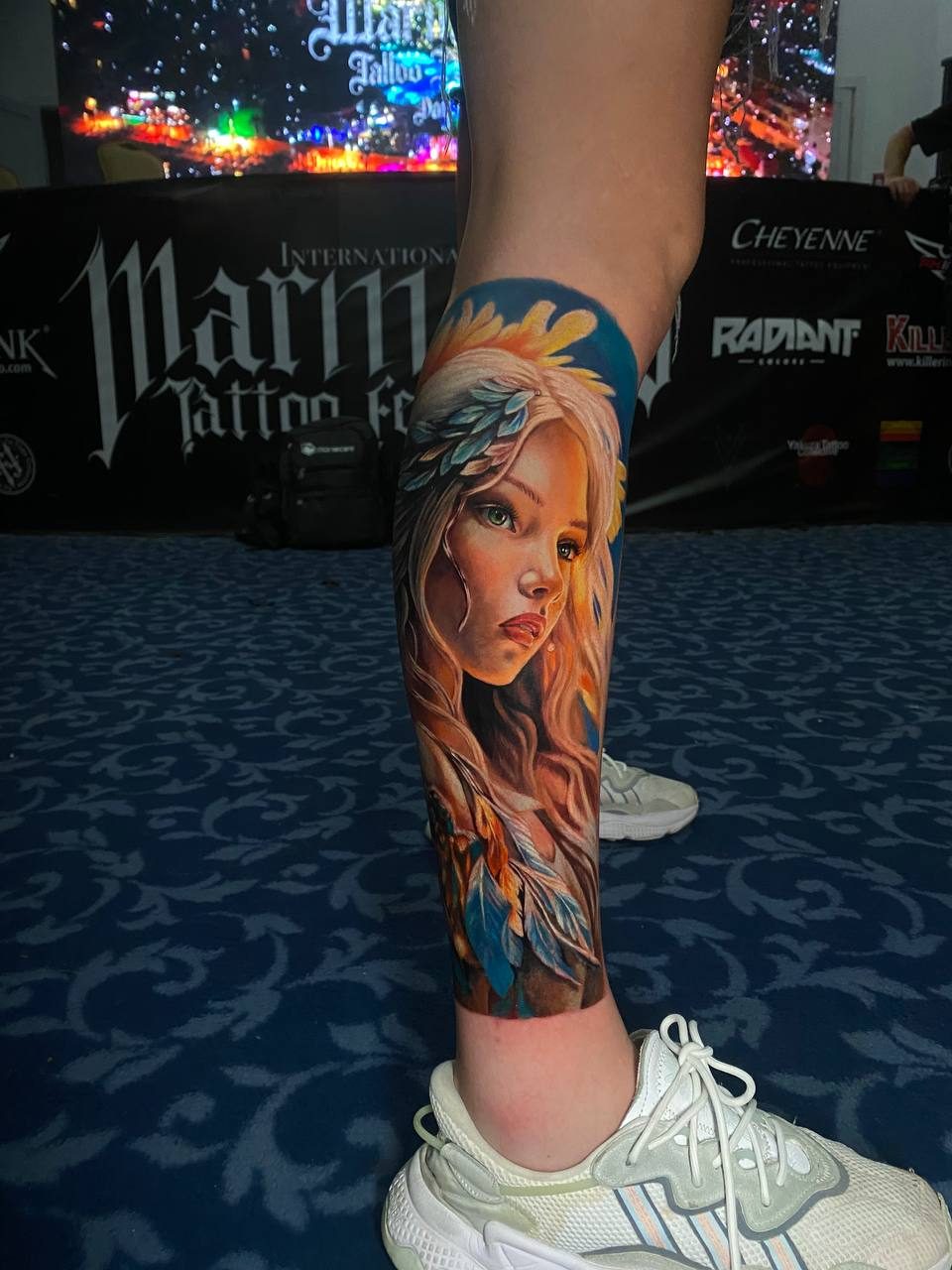 Color Woman Portrait Leg Sleeve Tattoo - Ramazan | Bosphorus Ink