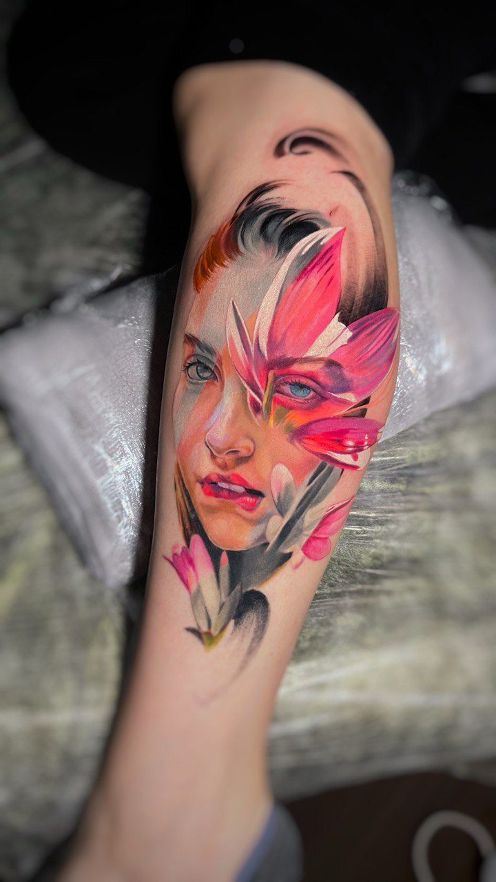 Color Woman Face Sleeve Tattoo - Ramazan | Bosphorus Ink