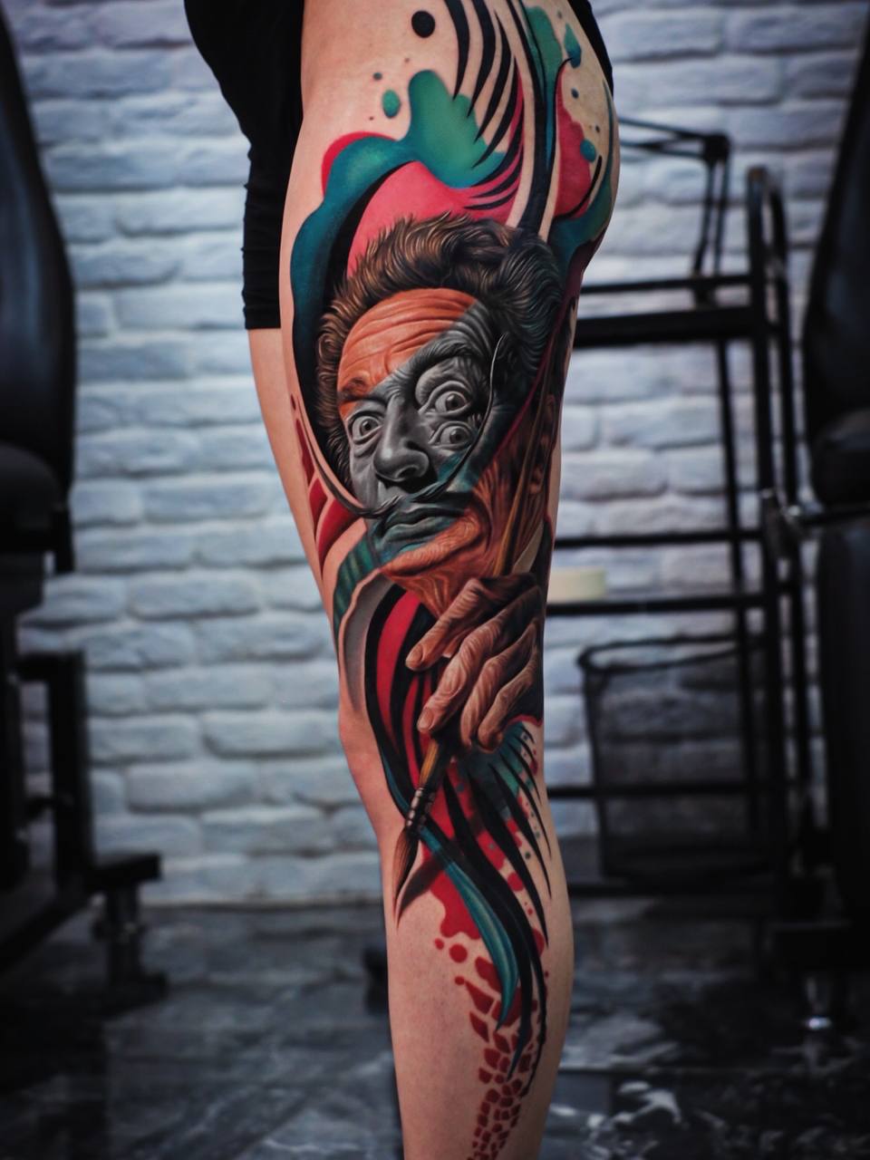 Salvador Dali Portre Bacak Dövmesi | Bosphorus Ink - Tattoo | Bosphorus Ink Portfolio