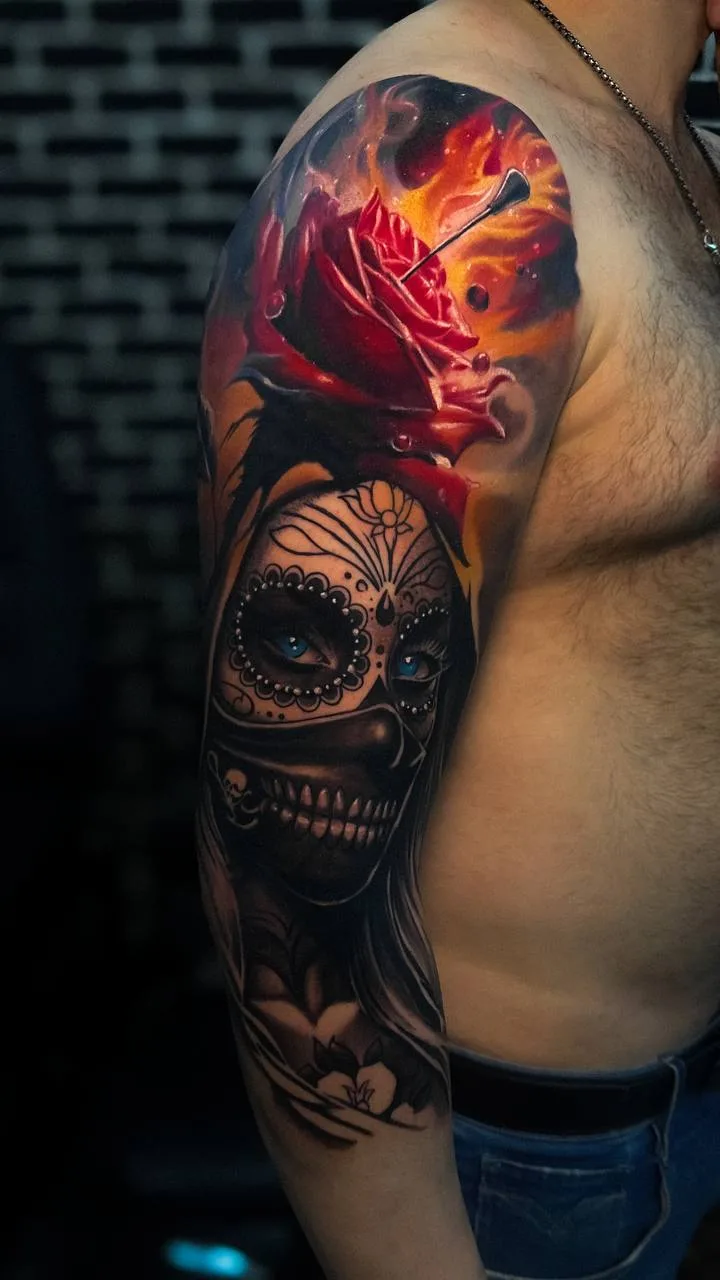 Kol Üzeri Sugar Skull ve Ateşli | Bosphorus Ink - Tattoo | Bosphorus Ink Portfolio
