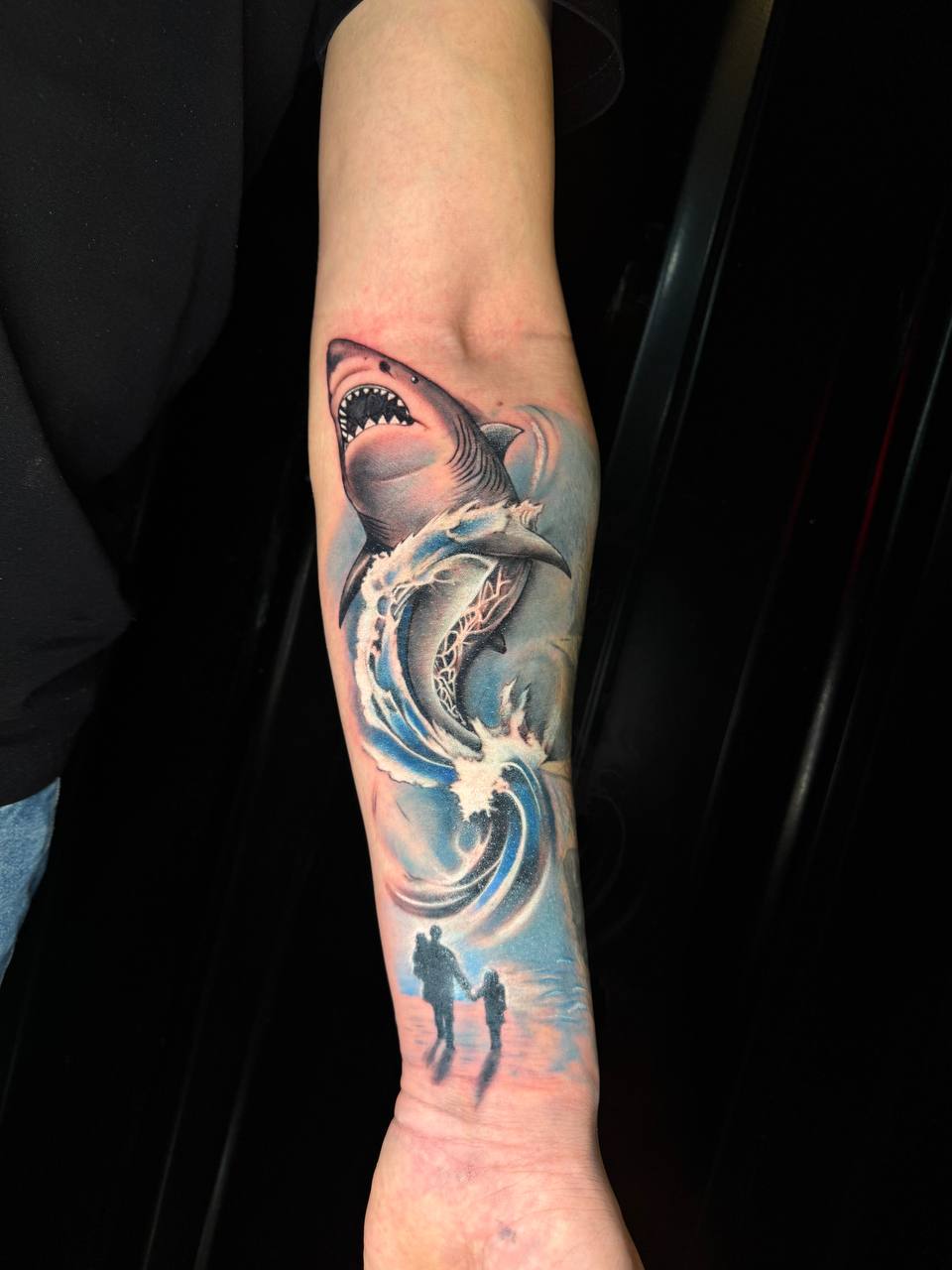 Watercolor Koi Fish and Wave Arm Tattoo | Istanbul